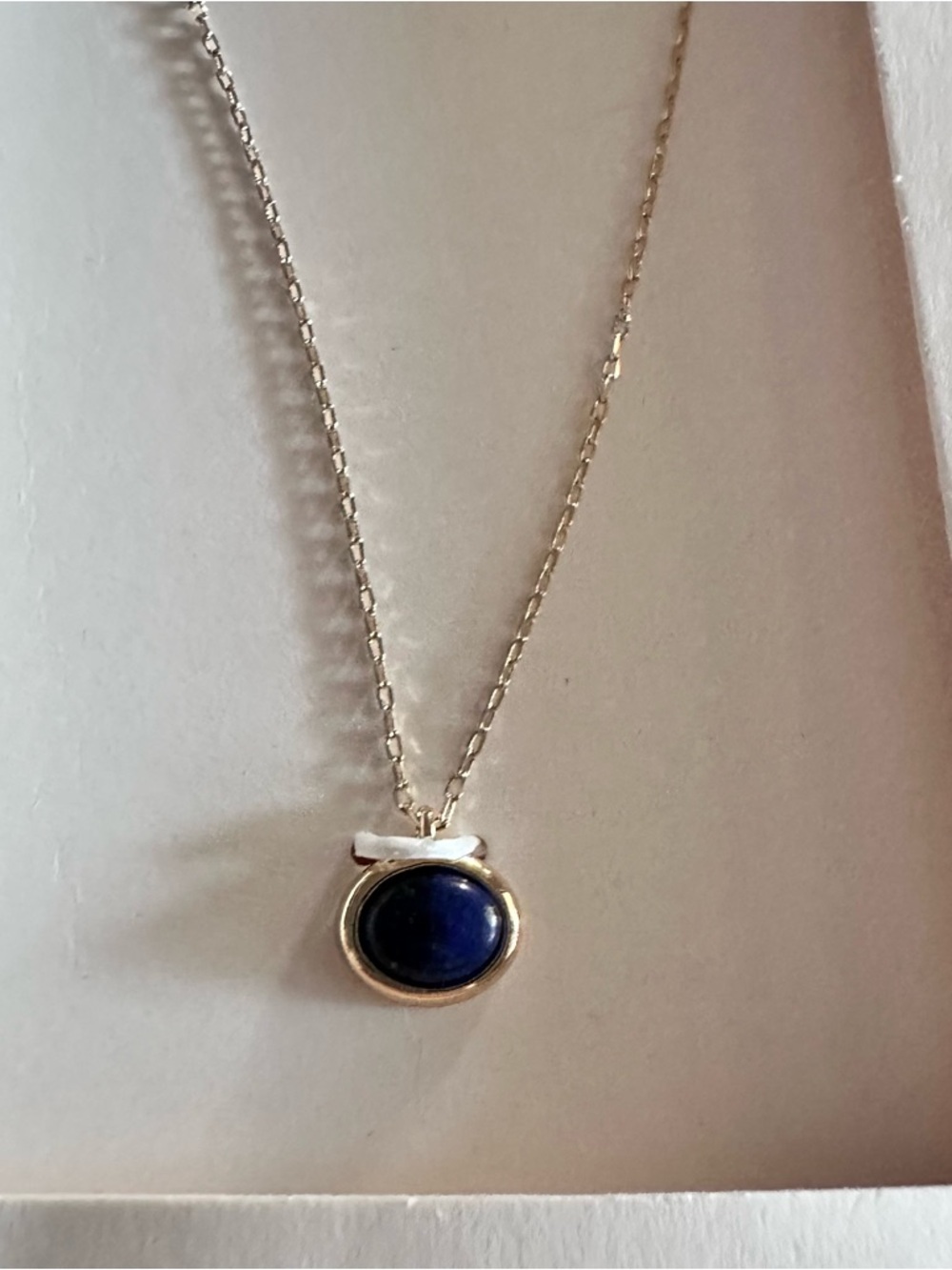 Zara Gold-Tone Chain with Deep Blue Oval Stone Pendant - Picture 2 of 6